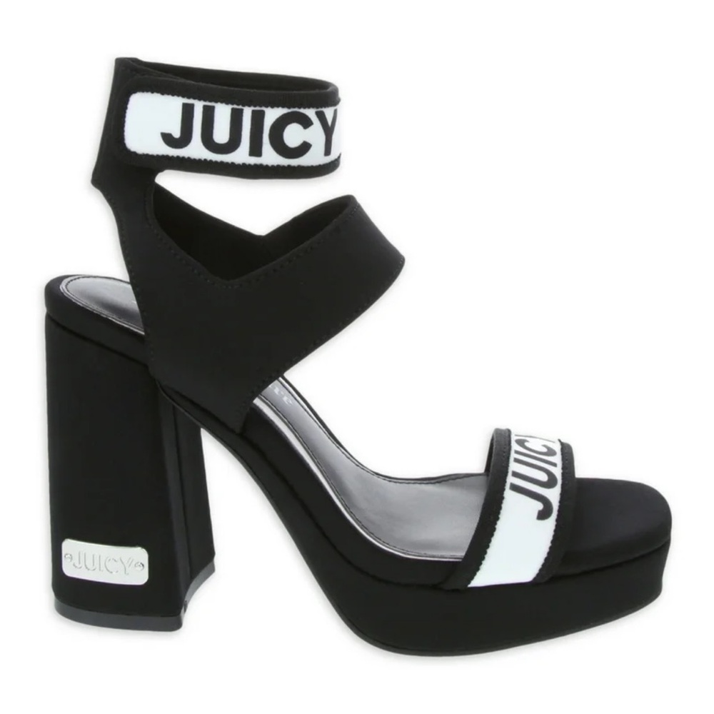 Juicy Couture glisten Black and White Platform Sandals size 7.5”